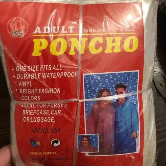 NWT FENG SHUN LOT OF 10 ADULT SIZE CLEAR WATERPROOF VINYL PONCHO'S- OS FITS ALL! - Picture 2 of 2
